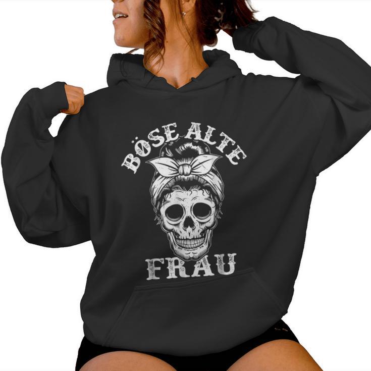 Evil Old Woman Messy Bun Skull Kapuzenpullover für Damen