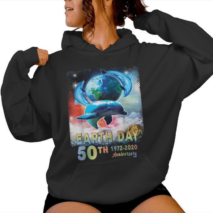 Earth Day 50Th Anniversary Save The Dolphins Retro Womens Women Hoodie