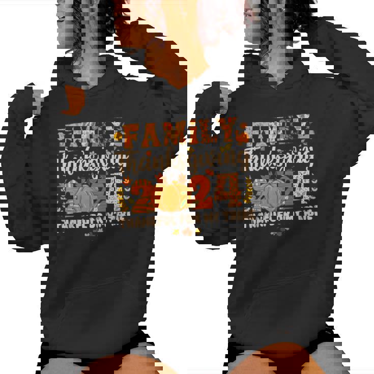 Family Thanksgiving 2024 Thankful For My Tribe Fall Autumn Women Hoodie