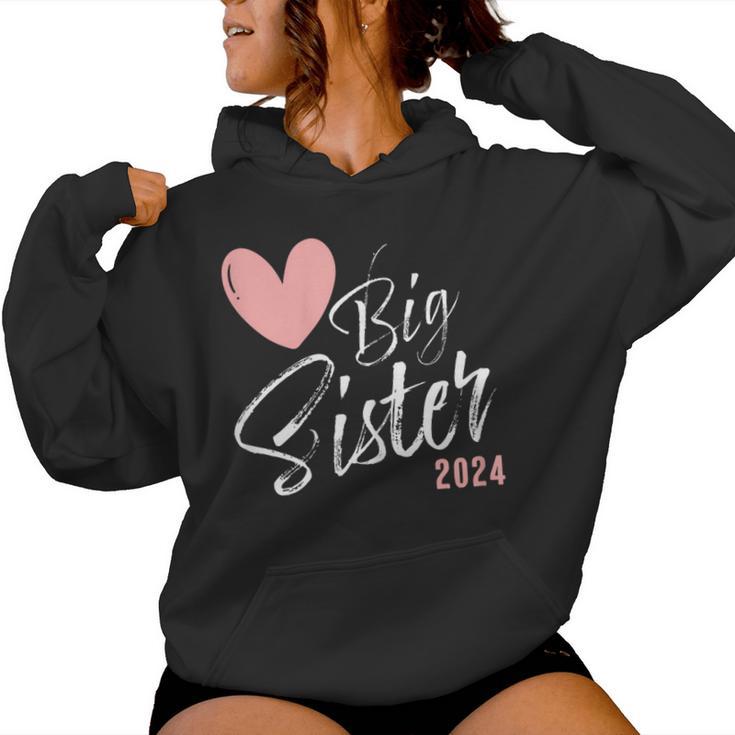 Große Schwester 2024 Big Sister 2024 Girls' Heart Kapuzenpullover für Damen