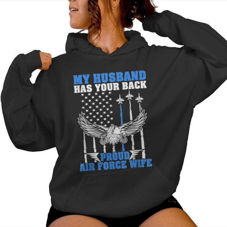 My Husband Has Your Back Proud Air Force Wife Spouse Women Hoodie Monsterry