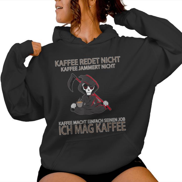 Kaffee Redet Nicht Grim Reaper Filter Coffee Morgenmuffel Job Kapuzenpullover für Damen