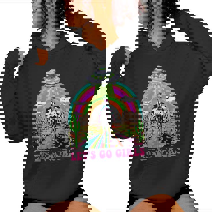 Let's Go Girls Retro Space Desert Cowgirl Bachelorette Party Women Hoodie