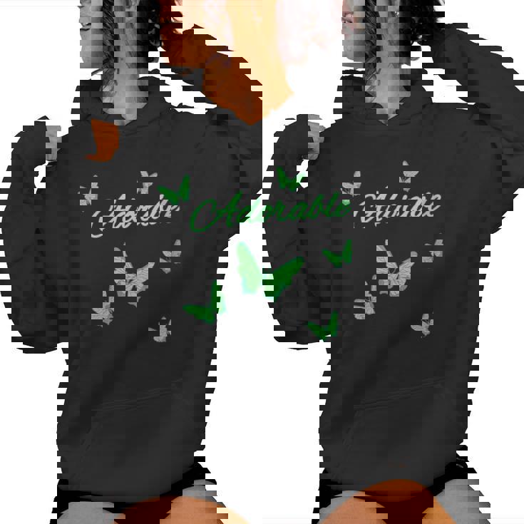 Lindo Adorable Con Mariposaserdes Cuello Sudadera con capucha para mujer