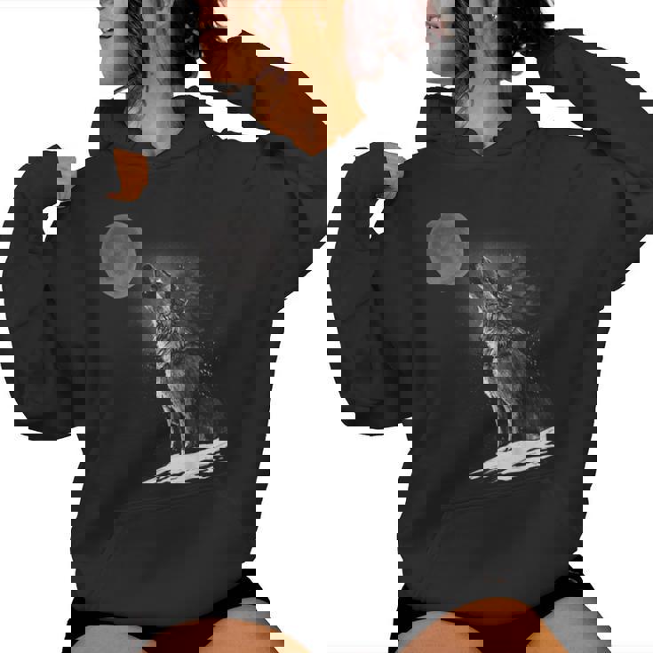 Lobo Aullando A La Luna Para Es Y Hombres Sudadera con capucha