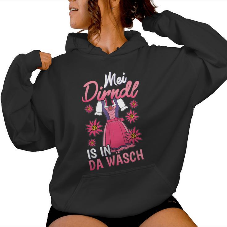 Mei Dirndl Is In Da Wäsch Edelweiss Tracht Women's S Kapuzenpullover für Damen