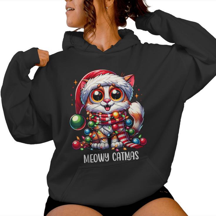 Meowy Catmas Cat Kitten Christmas Outfit Women's Christmas Kapuzenpullover für Damen