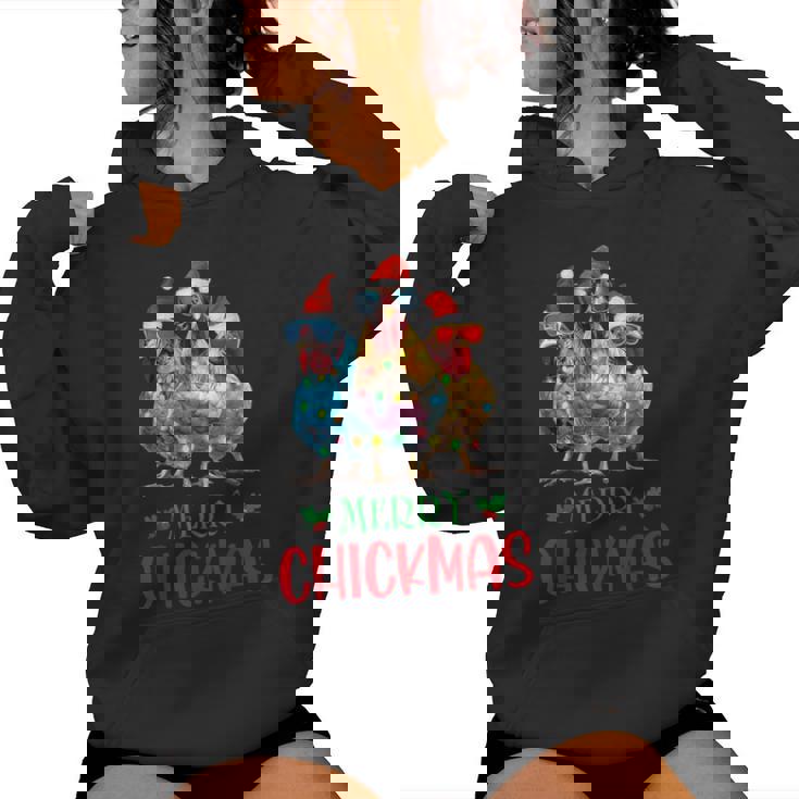 Merry Chickmas Ornament Lights Chicken Farmer Christmas Women Hoodie