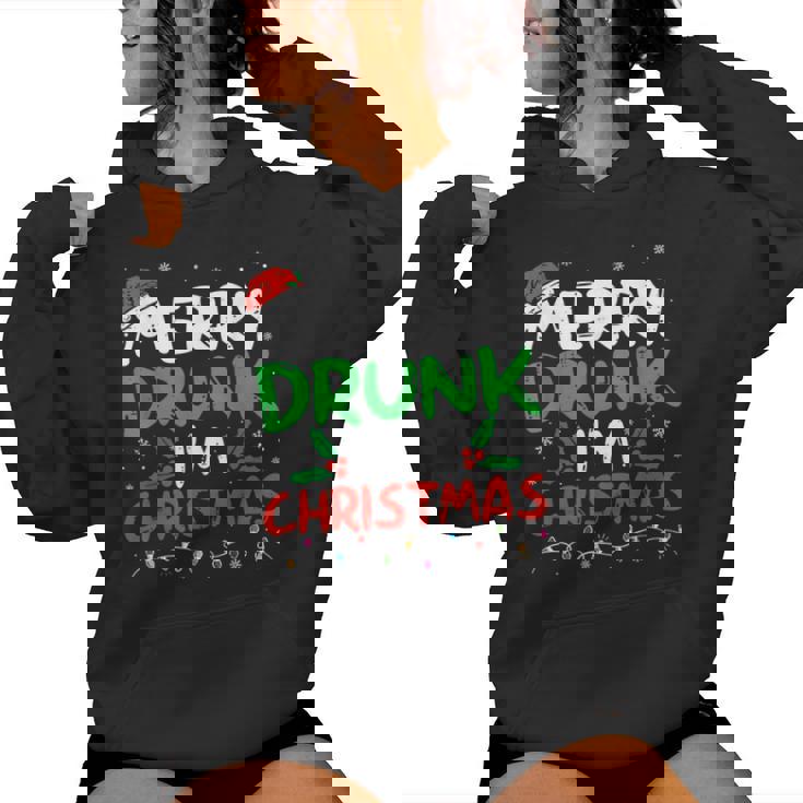 Merry Drunk I'm Christmas Santa Joke Xmas Drinking Women Hoodie
