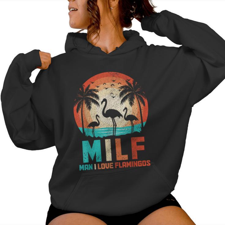 MILF Man I Love Flamingos Lustigerintage Flamingo Liebhaber Kapuzenpullover für Damen