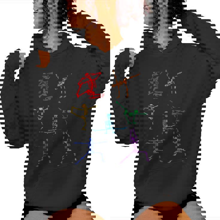 Rainbow Yoga Skeleton Exercise Bone Halloween Party Namaste Women Hoodie