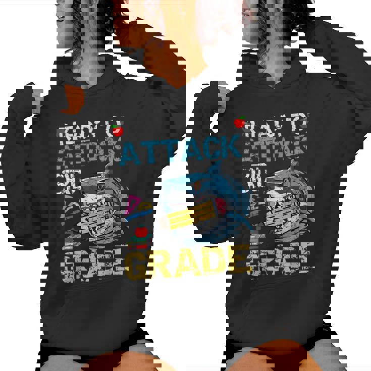 Ready To Attack 3Rd Grade Shark 3Rd First Day School Women Hoodie