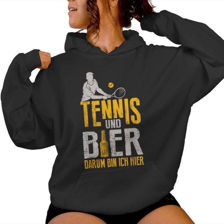 Tennis And Beer Darum Bin Ich Hier Tennis Kapuzenpullover für Damen