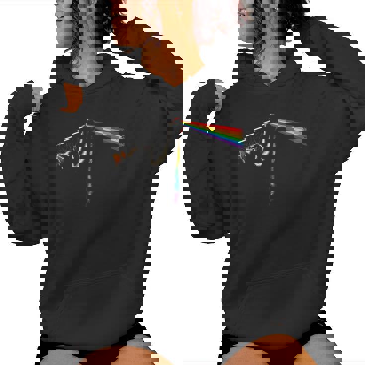 Vintage Cat Lover Dad Cat Mom Prism Rainbow Light Rock Music Women Hoodie