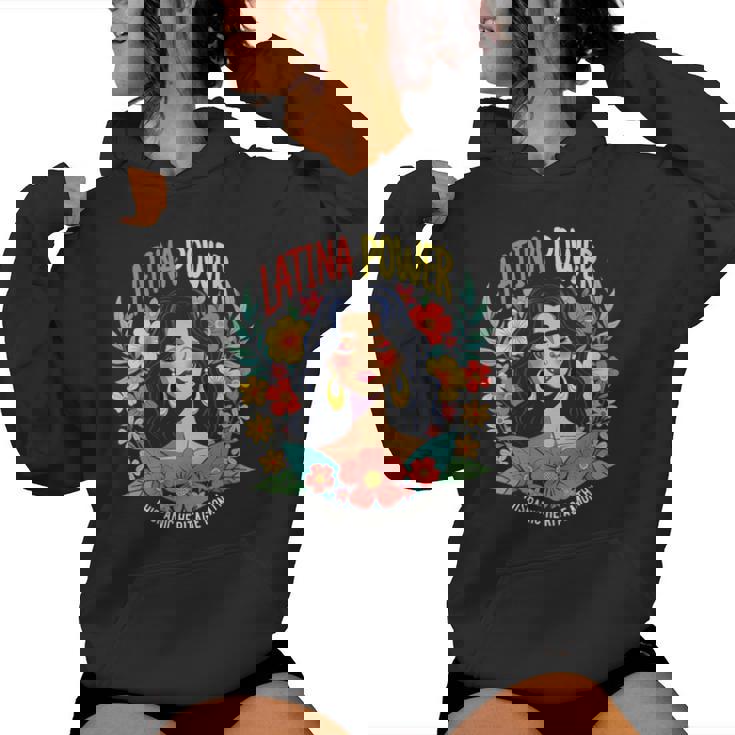 Vintage Latina Power Retro Flowers Hispanic Heritage Month Women Hoodie
