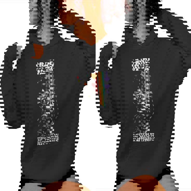 Walz Mind Your Own Damn Business Harris Waltz Cat Lady Lgbt Women Hoodie