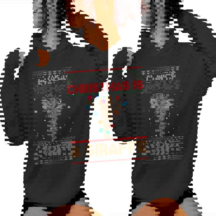 All I Want For Christmas Is A Giraffe Animal Ugly Sweater Women Hoodie