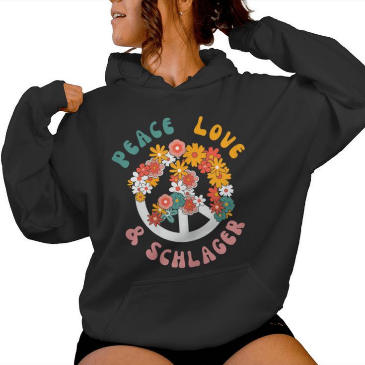 Women's Peace Love And Schlager Outfit Women's Hit Party Women's Kapuzenpullover für Damen