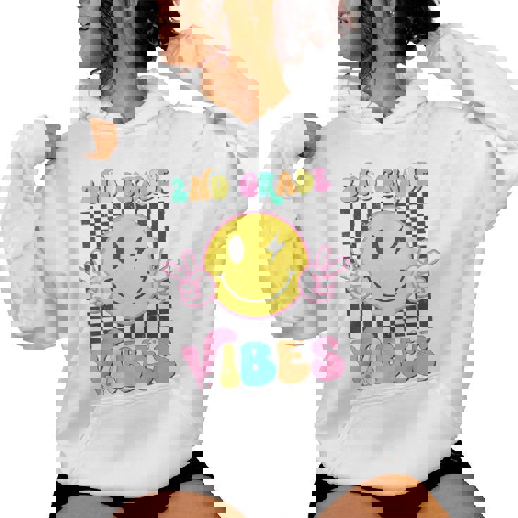 2Nd Grade Vibes Cute Groovy Smile Face Back To School Kid Women Hoodie