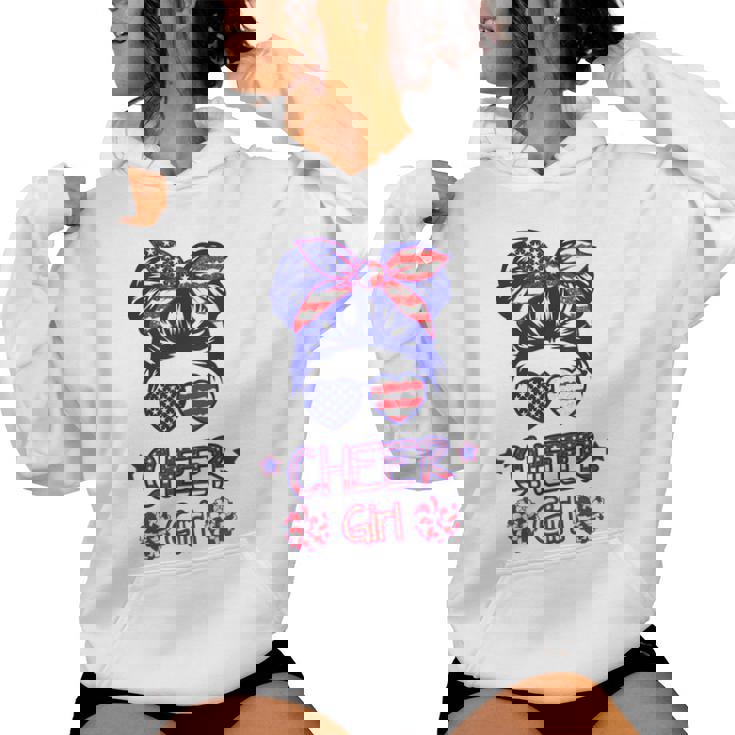 American Flag Cheer Girl 4Th July Usa Patriotic Cheerleader Women Hoodie