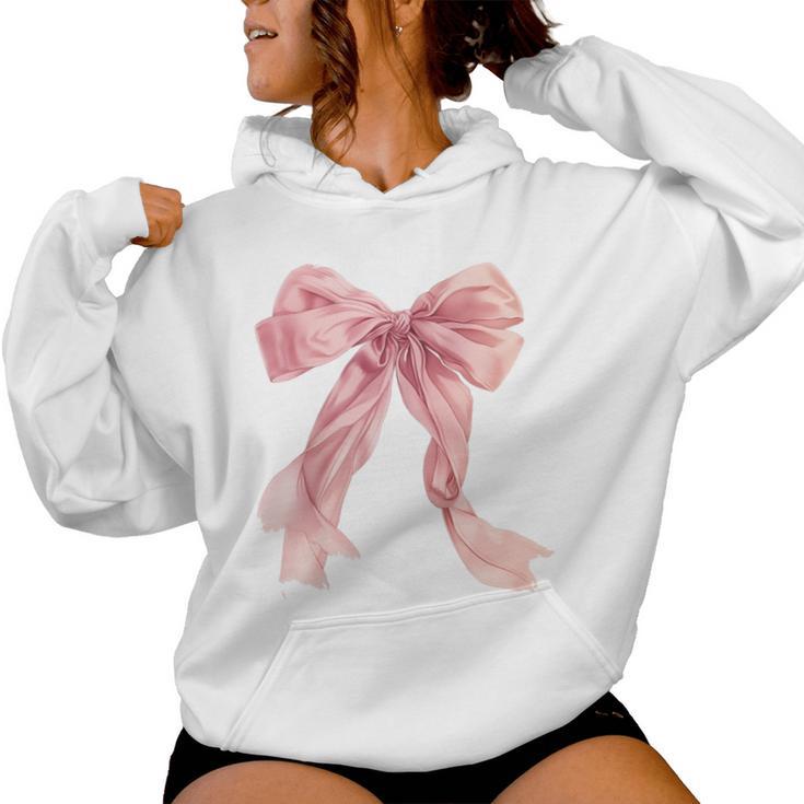 Baby Pink Bow Cute Coquette Y2k Clean Girl Aesthetic Women Women Hoodie Seseable UK