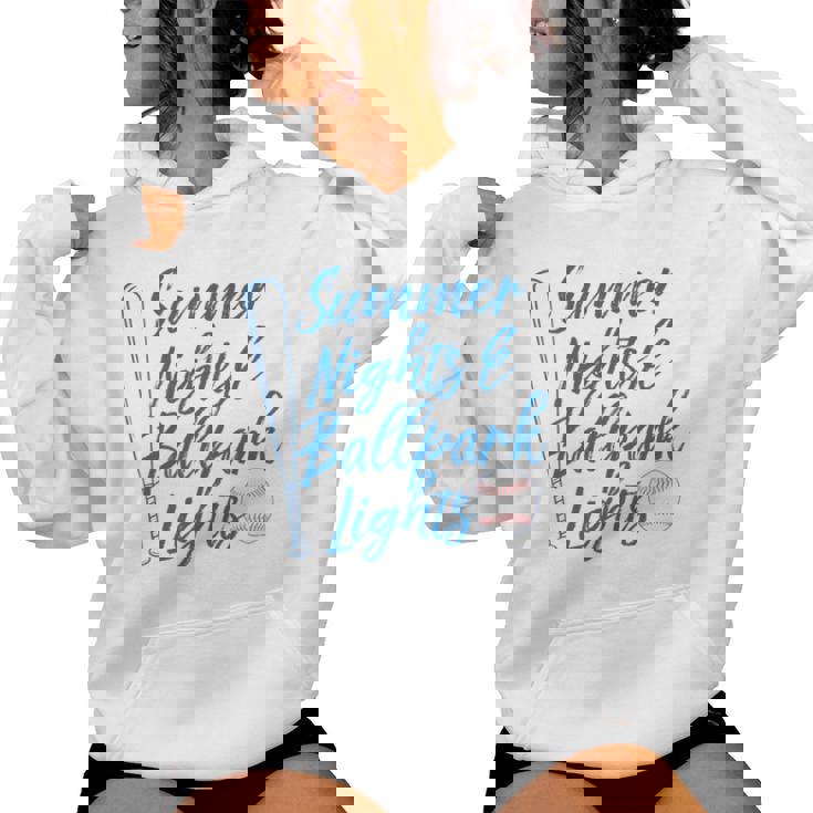 Baseball Mom And Dad Summer Nights And Baseball Lights Women Hoodie
