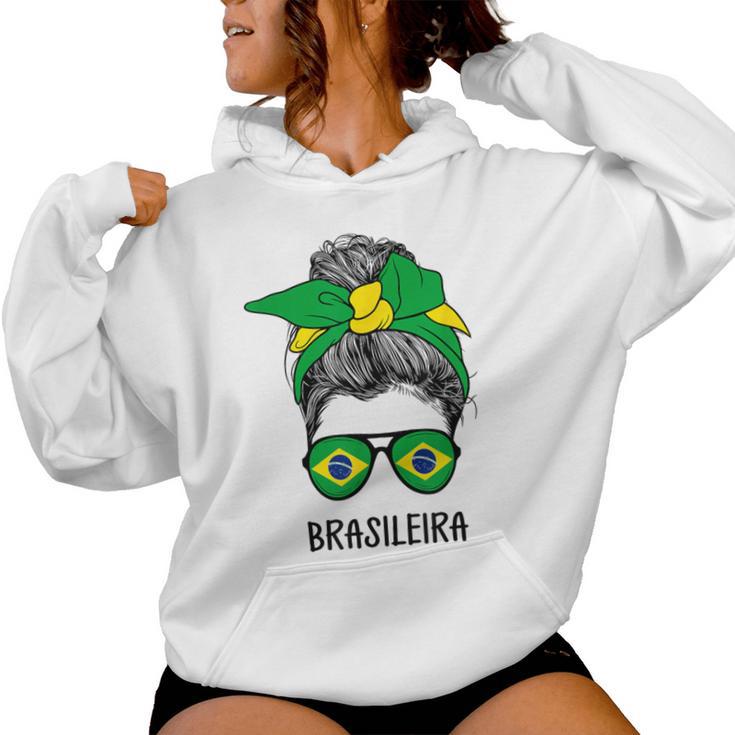 Brazilian Brasileira Girl Brazilian Heritage Brazil Flag Kapuzenpullover für Damen