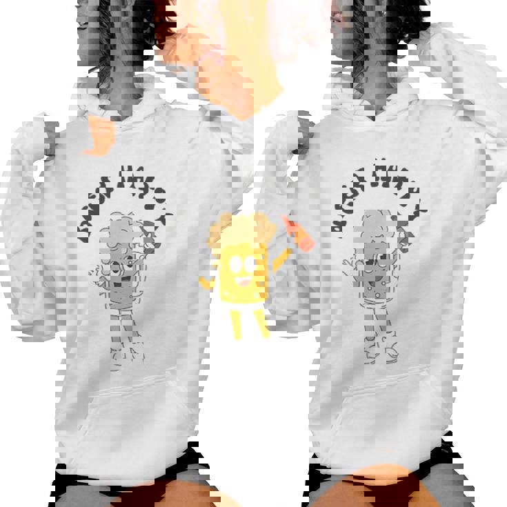 Cerveza Feliz Retro Divertido Dibujos Animados Cool Beer Beer Lovers Fun Sudadera con capucha para mujer