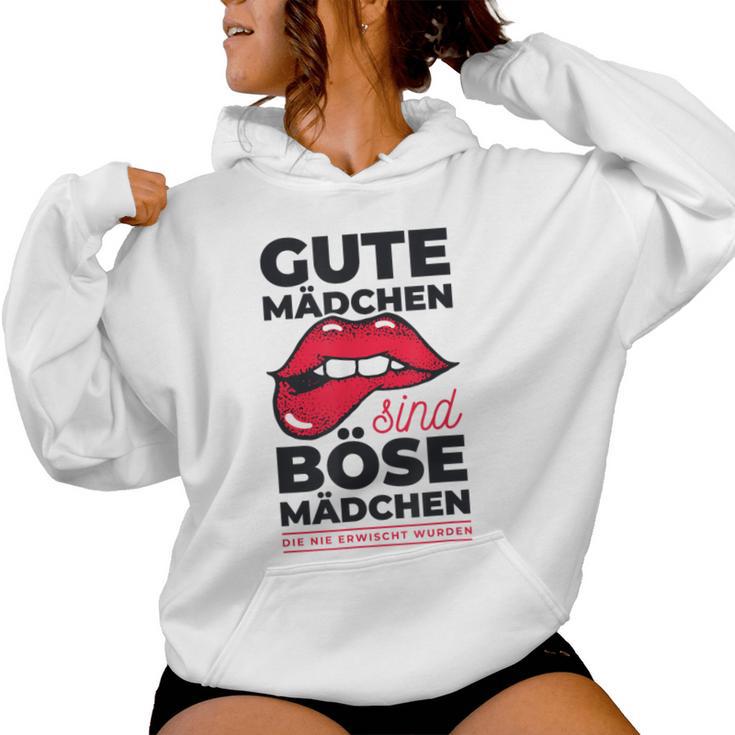 Cheeky Lips Gute Mädchen Böse Mädchen Spruch Gray Kapuzenpullover für Damen