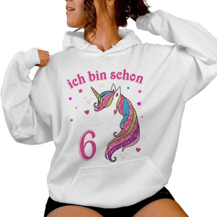 Children's 6Th Birthday Girls' Ich Bin Schon 6 Jahre Alt Einhorn Kapuzenpullover für Damen