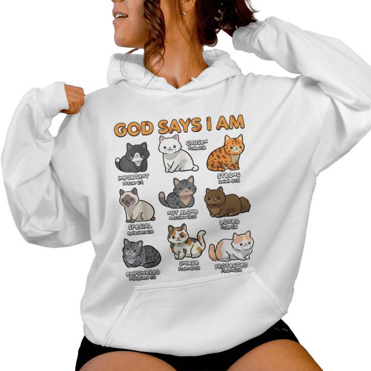 God Says I Am Cat Cute Cats Lover Bible Verse Christian Women Hoodie Monsterry