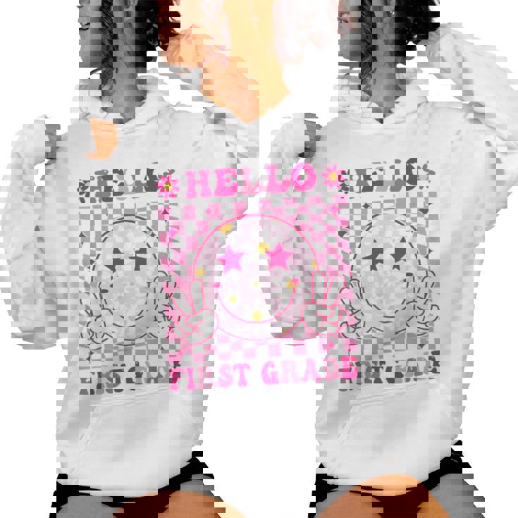 Hello First Grade Back To School First Day Of 1St Grade Women Hoodie