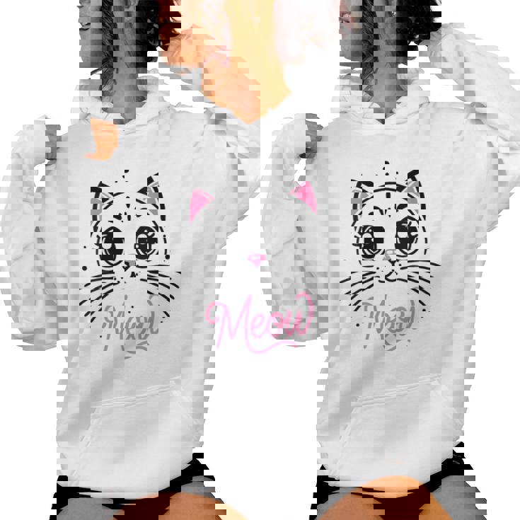 Meow Cute Cat Face Quote Pour Les Fans De Chat Sweat à capuche femme