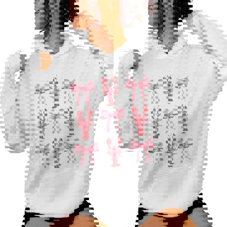Pink Bow Cute Coquette Crawfish Clean Girl Aesthetic Women Hoodie