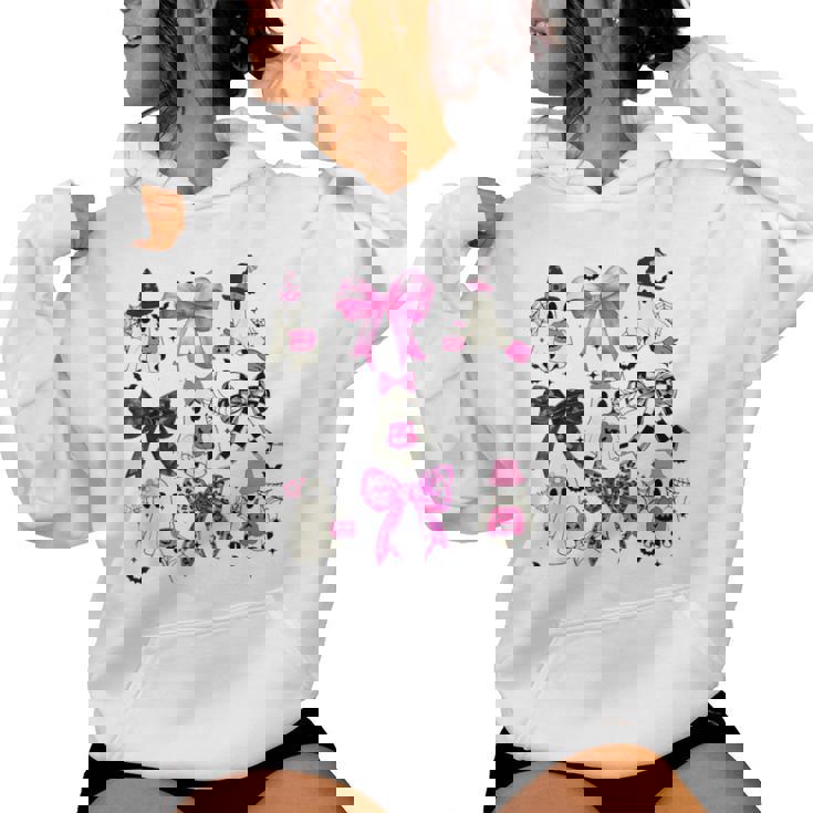 Pink Ghost Bow Coquette Halloween Spooky Season Girls Women Hoodie