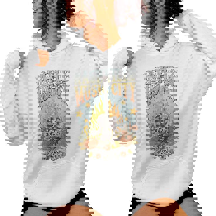 Recuerdo De Nashville Tn Guitar Nashville Cuello Sudadera con capucha para mujer