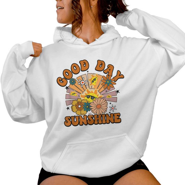 Retro Sunshine Cute Floral Good Day Sunshine Women Oversized Hoodie Back Print Monsterry