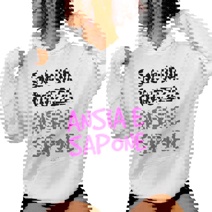 T Divertente Ragazza Ansia Sapone Frasi Simpatiche Felpa con cappuccio da donna