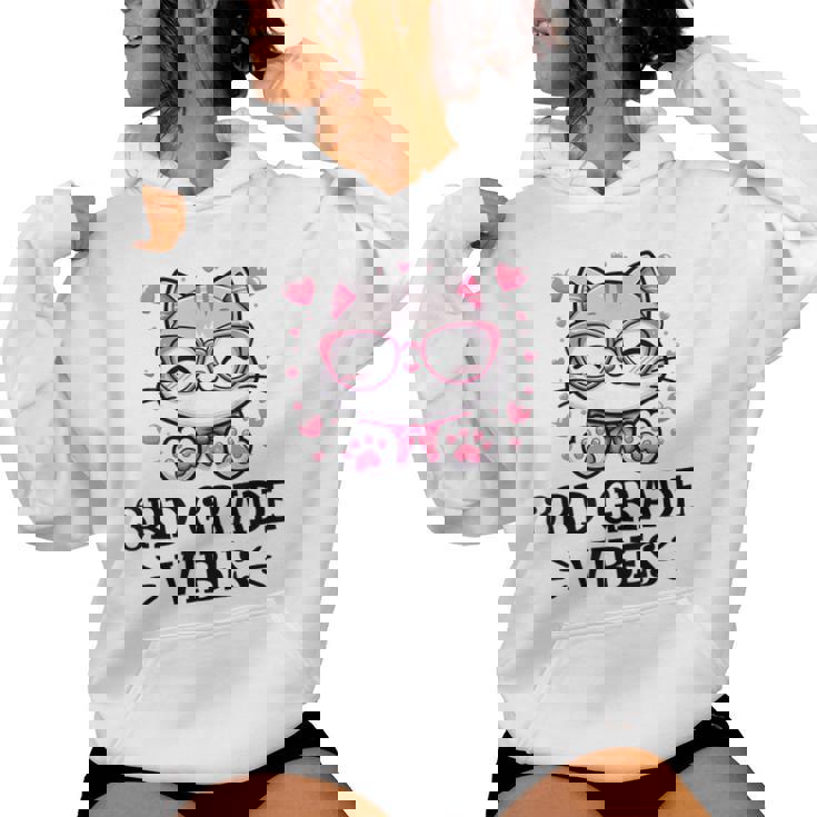 Third 3Rd Grade Vibes Back To School Cute Cat Cute For Girls Women Hoodie