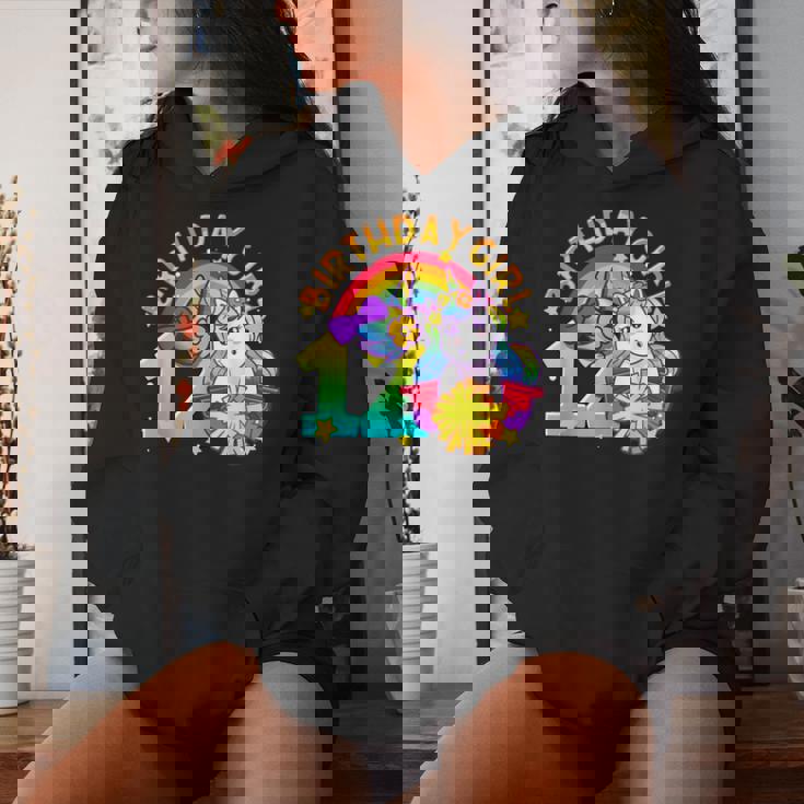 12 ° Compleanno Unicorn Cheerleader Ragazza Rainbow Bat Mitzvah Felpa con cappuccio da donna Regalos para ella
