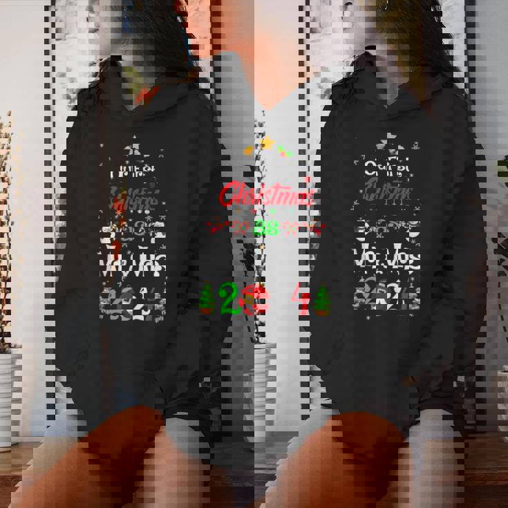 1St First Christmas As Mr And Mrs 2024 Couples Wife Husband Women Hoodie Gifts for Her