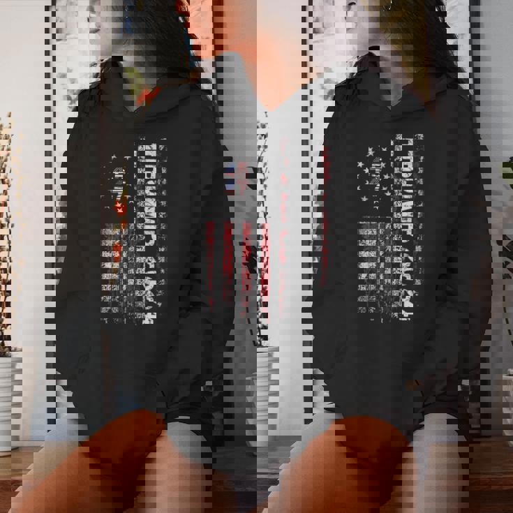 45 47 Trump 2024 American Flag Vintage Trump For President Women Hoodie Gifts for Her