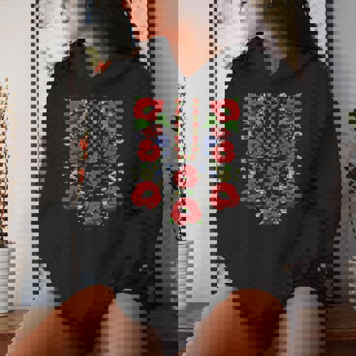 Amapolas Rojas Ucrania Lindo Floral Ucraniayshyvanka Estilo Sudadera con capucha para mujer Regalos para ella