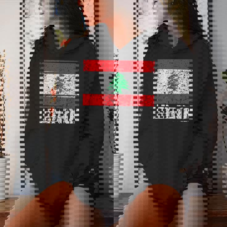 Bandiera Libanese Del Libano Distressed Uomini Donne Bambini Felpa con cappuccio da donna Regalos para ella
