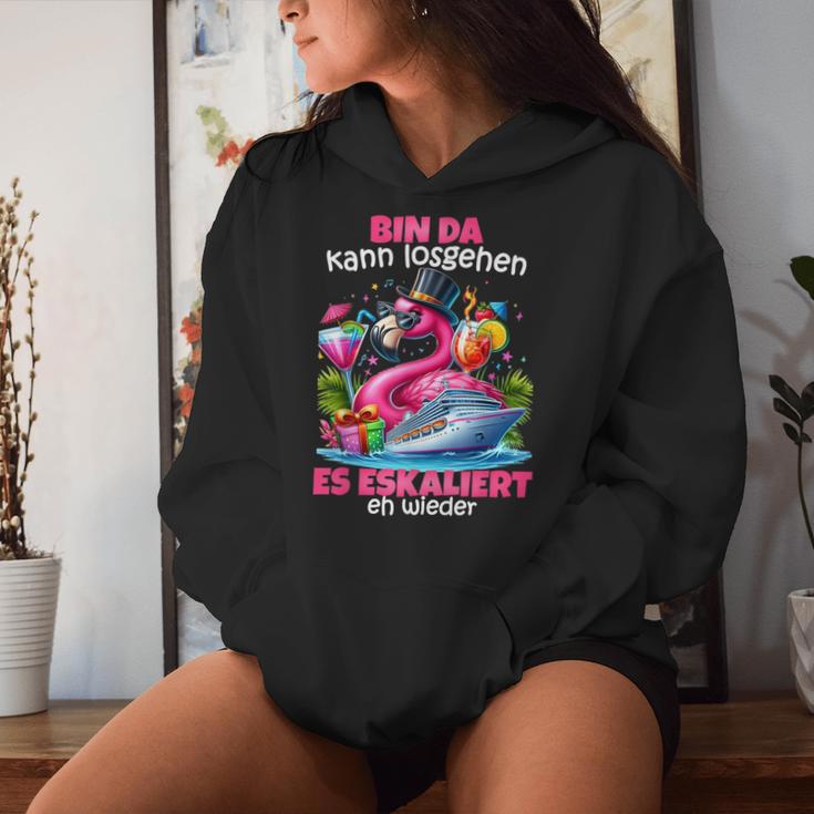 With Bin Da Kann Losgehen Es Escaliert Eh Flamingo Kreuzfahrt Kapuzenpullover für Damen Geschenke für Sie