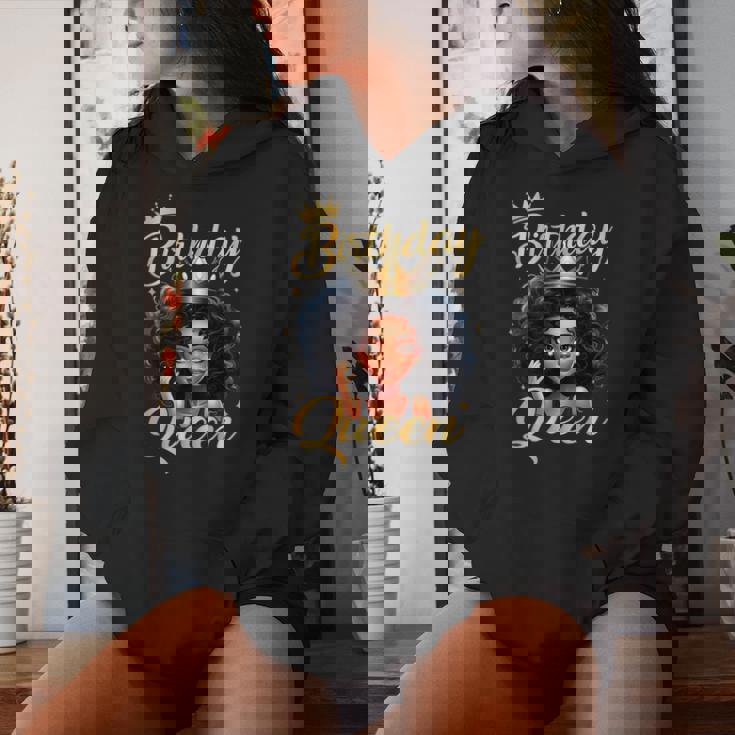 Birthday Queen Melanin Afro African American Girls Women Women Hoodie Gifts for Her