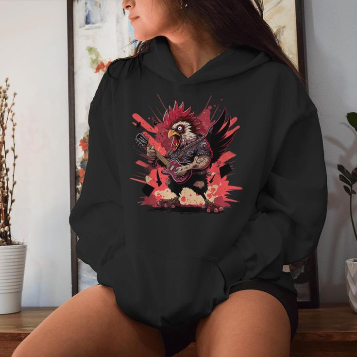 Chicken Cool Rock And Roll Rocker Punk Guitar Kapuzenpullover für Damen Geschenke für Sie