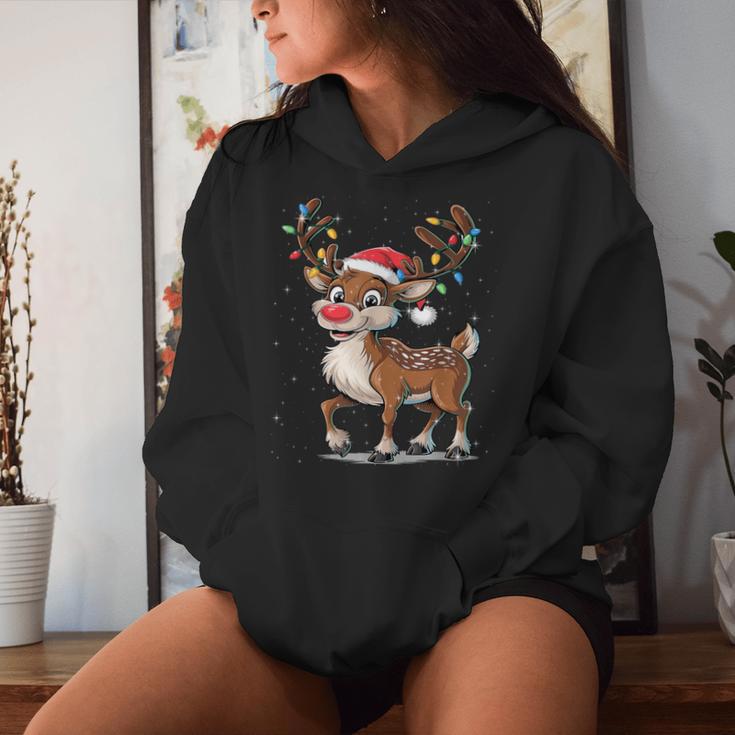 Christmas Cute Reindeer Red Nose Kapuzenpullover für Damen Geschenke für Sie