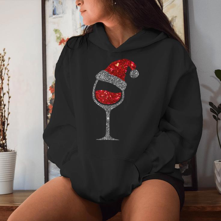 Christmas Wine Glass Red Wine Christmas Hat Kapuzenpullover für Damen Geschenke für Sie