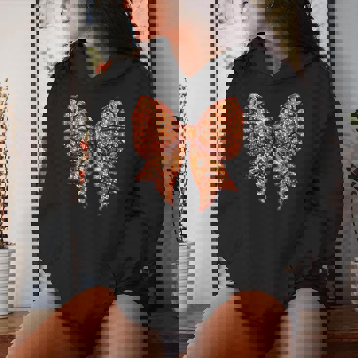 Cute Coquette Bow Game Day Basketball Mom Team Sports Women Hoodie Gifts for Her